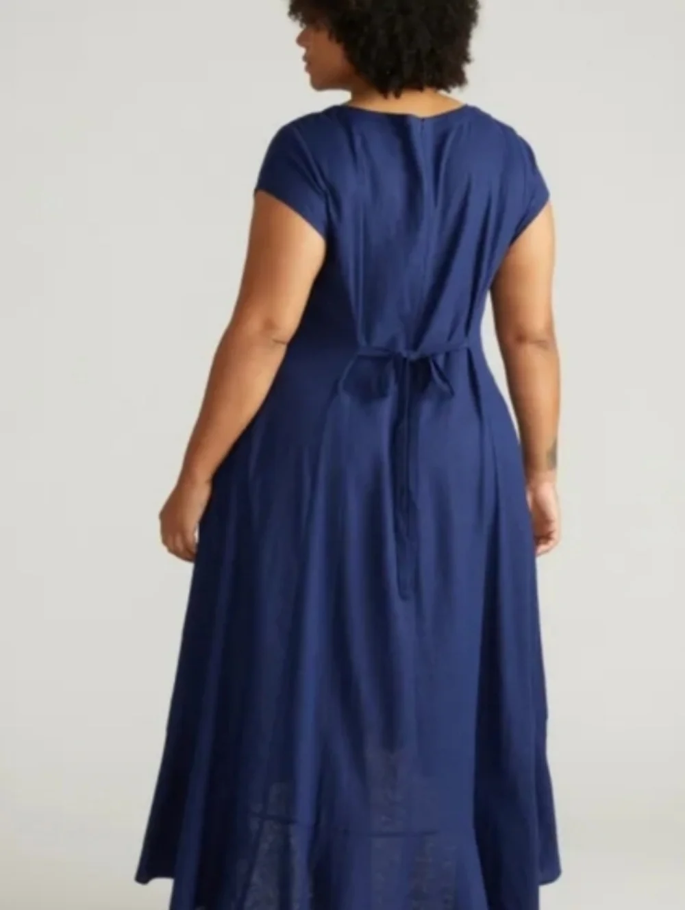 Universal Standard Sunset Linen Flounce Dress In Cenote (Size S/14-16) - Picture 4 of 12